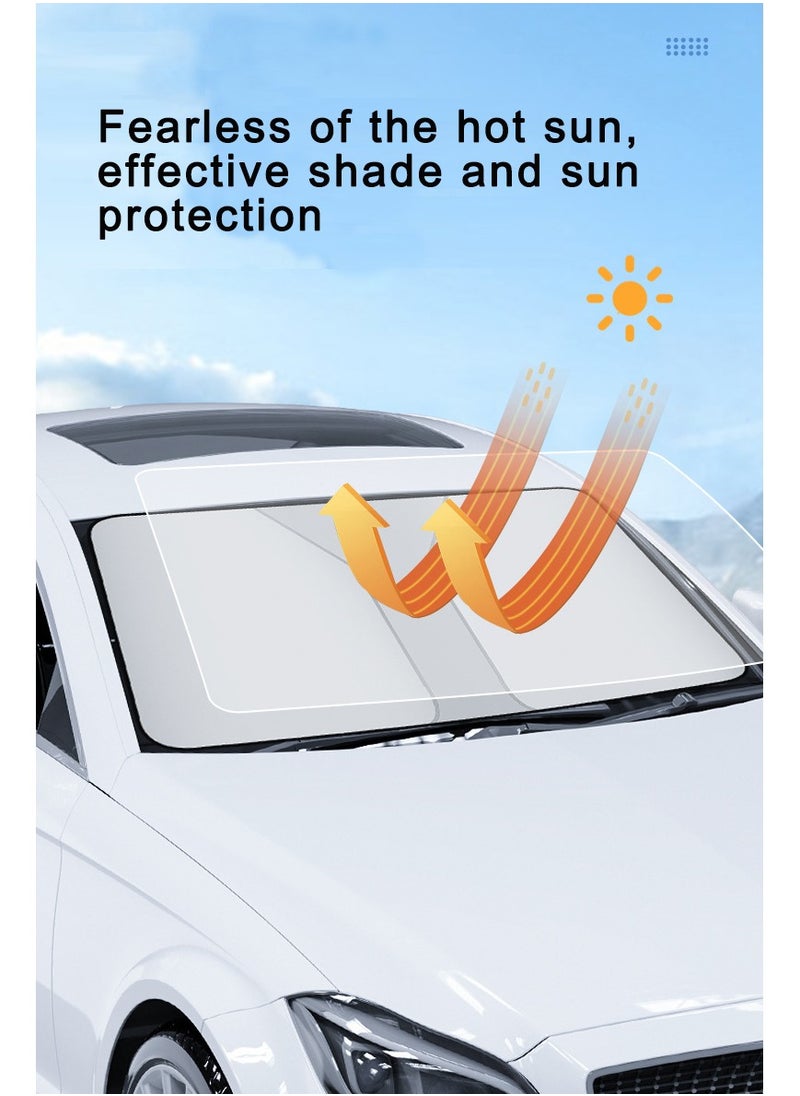 Windshield Sun Shade | Car Sun Shade Windshield | Foldable Front Windshield Sunshades | Reflective Shade for Front Windshield with Mirror Cut-Out Fits Middle and Big Sedans, SUVs, & Hatchbacks