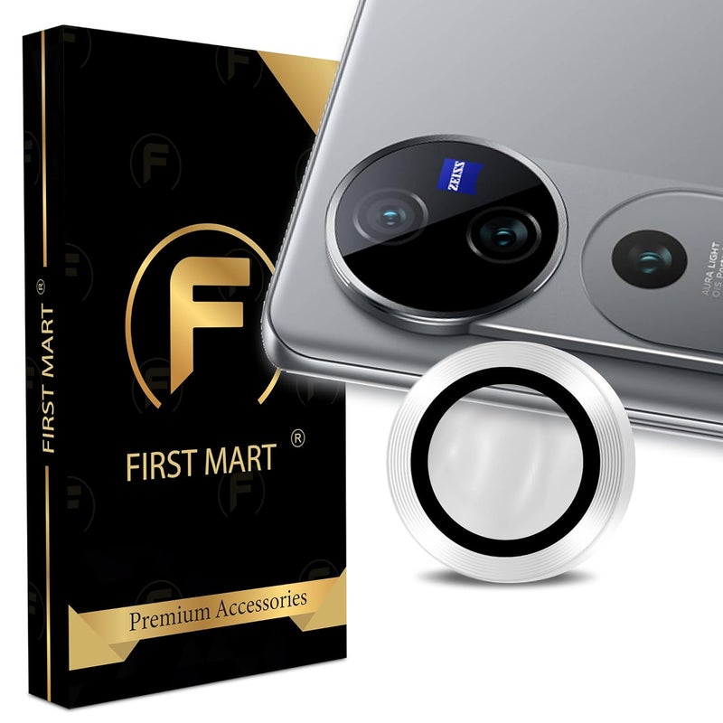 FIRST MART حماة عدسات الكاميرا لهاتف فيفو V40 وفيفو V40 برو (6.78 بوصة) حلقة عدسة من سبائك الألمنيوم الفردية عالية التحمل، مقاومة للخدوش، حماية رقيقة للعدسة | فضي، عبوة واحدة - Image 1