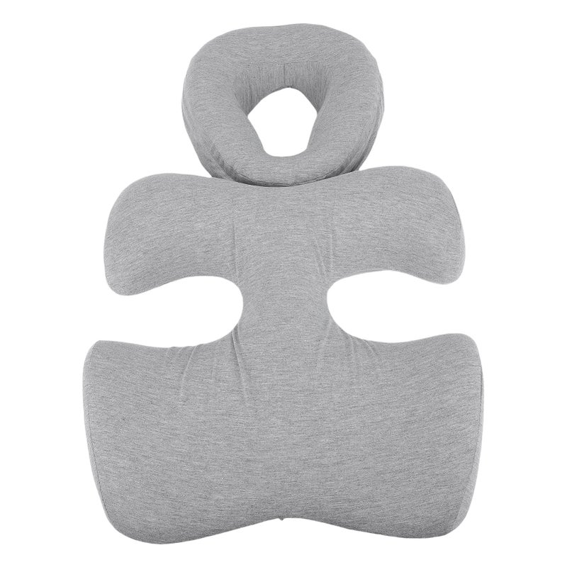 Face Down Pillow with Chest Support Memory Foam Prone Massage Pillow Removable Washable Cover for Home Use Light Grey - Image 1