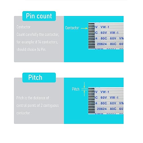 FOCMKEAS 5PCS 16 Pin Flexible Flat Cable, 0.5mm Pitch 150mm FPC FFC Flexible Flat Ribbon Cable for LCD TV DVD Player 3D Printer Laptop(A Type) - Image 4