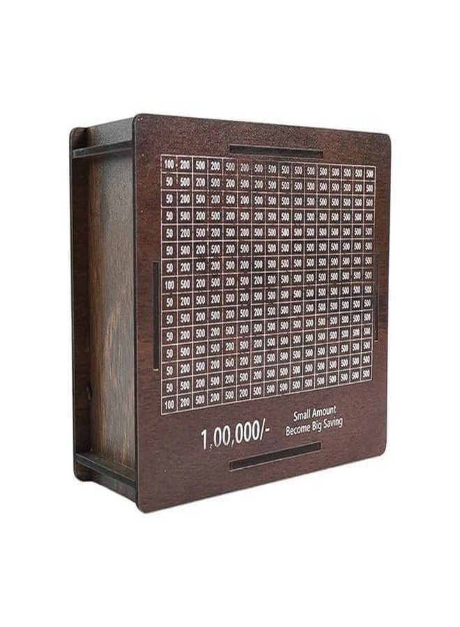 DEILYVERY Money Saving Box for Kids and Adults | Wooden Money Bank with Lock | Big Size Piggy Bank 1 Lakh Target | 1 Lakh Saving Box with Numbers | Undiyal Hundi Pig (Money Bank New 1) (Black) - Image 1