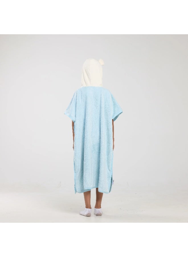 Relef Kids Cappa Bathrobe with Hood – Quick-Dry Coral Fleece Microfiber Bathrobe for Kids, Soft & Absorbent - Turquoise - Image 3