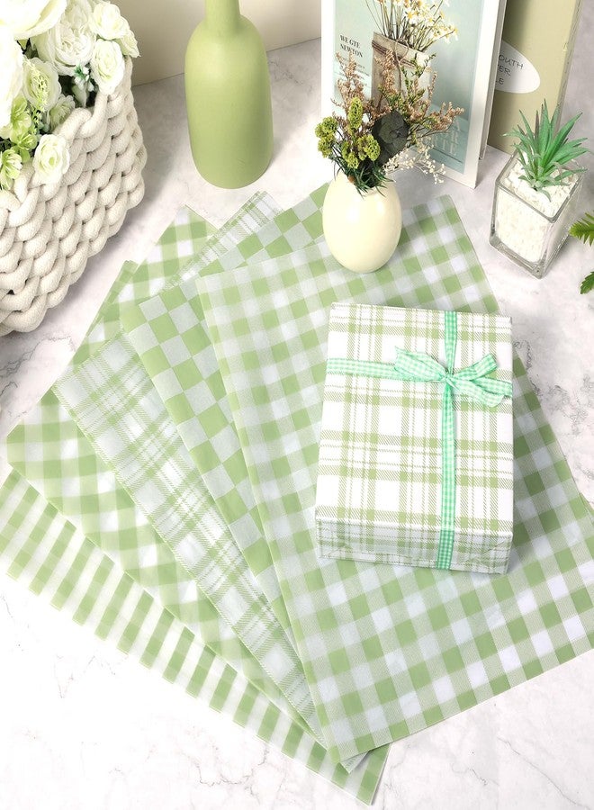 Fabllewavi 100 Sheets Sage Green Buffalo Plaids Tissue Paper, 5 Styles Greenery Lattice Patterns Wrapping Paper for Spring DIY Crafts Birthday Baby Shower Party Supplies, 13.8 x 19.7'' - Image 4