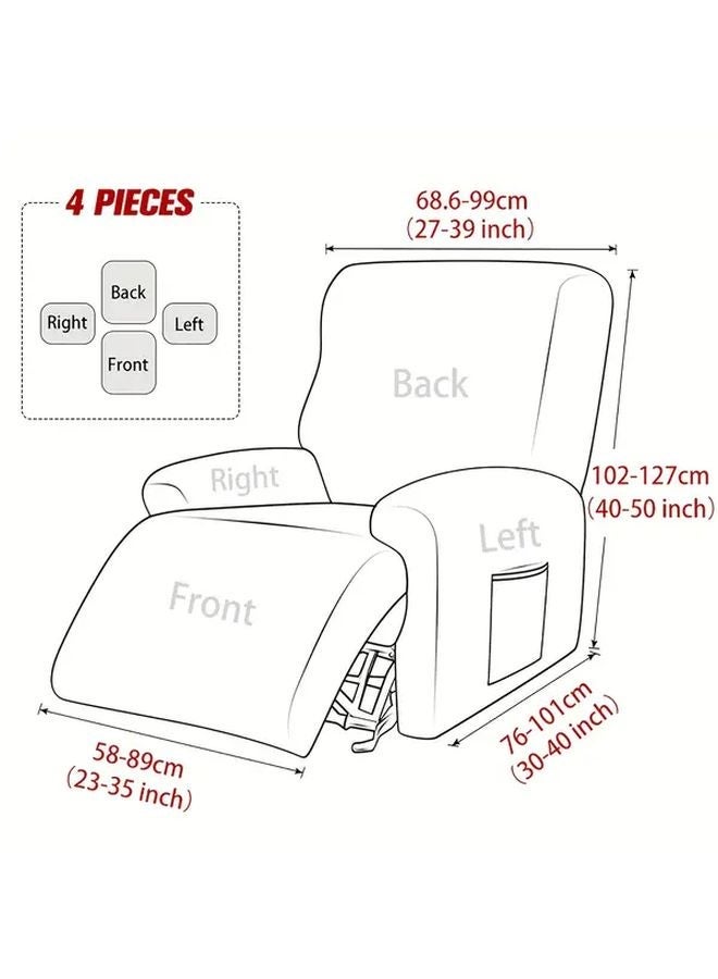 2025 New Jacquard Fleece Recliner Chair Cover Beige Geometric Pattern Elastic Fit - Image 3