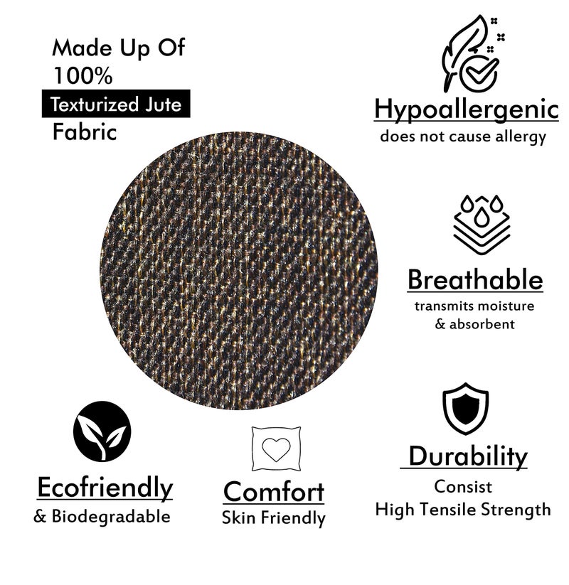 Yellow Weaves Jute Texture 250 TC Cushion Covers, 24 X 24 Inches, Brown, Set Of 5 - Image 4