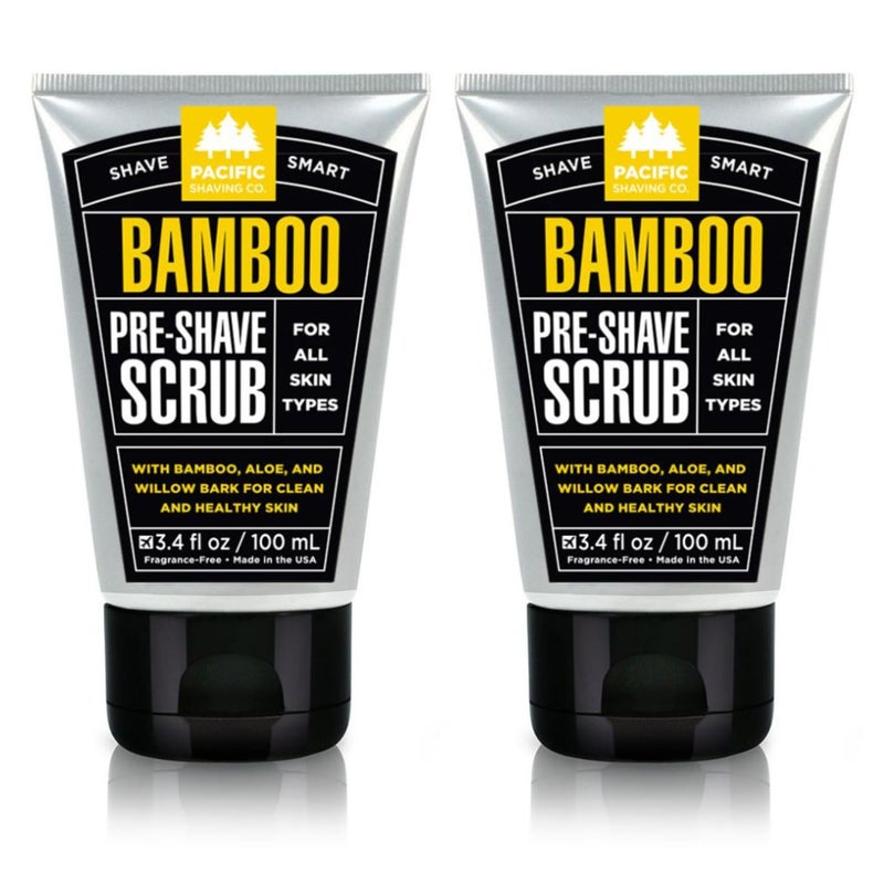 pacific shaving company Pacific Shaving Company Bamboo Pre-Shave Scrub - Exfoliating Face Scrub & Cleanser - Daily Face Wash for Men with Aloe Vera & Willow Bark Extract - Soothes, Moisturizes & Controls Blemishes (2 Pack)