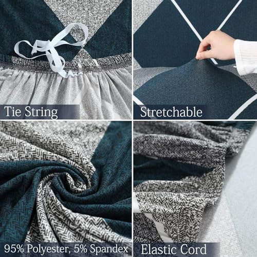 B BESTILO Turkish Bubble Sofa Cover 3 Seater and 2 Seater Fully Covered 5 Seater Sofa Cover Non-Slip Sticky Elastic Stretchable Sofa Set Imported Slipcover Protector (3+1+1 Seater) (Blue Rhombus) - Image 4