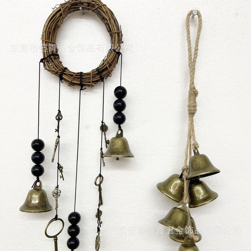 Witch Bells Rattan Ring Wind Chime Door Handle Wall Hanging Memorial Wind Chime Witch Bell Blessing Decorative Bell - Image 3