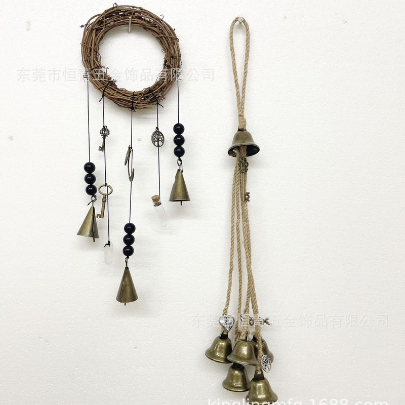 Witch Bells Rattan Ring Wind Chime Door Handle Wall Hanging Memorial Wind Chime Witch Bell Blessing Decorative Bell - Image 5