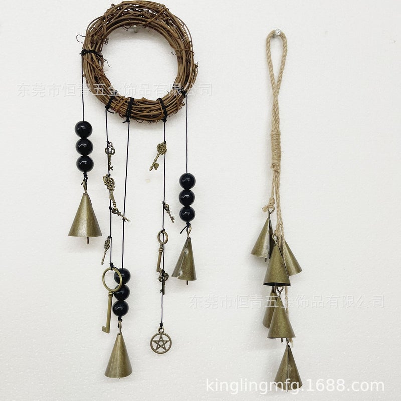 Witch Bells Rattan Ring Wind Chime Door Handle Wall Hanging Memorial Wind Chime Witch Bell Blessing Decorative Bell - Image 4