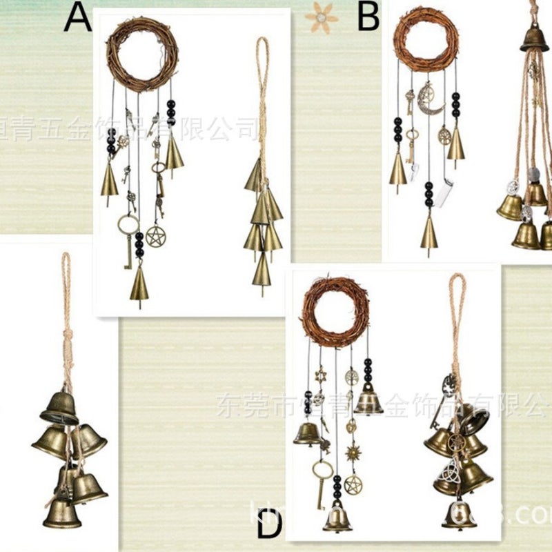 Witch Bells Rattan Ring Wind Chime Door Handle Wall Hanging Memorial Wind Chime Witch Bell Blessing Decorative Bell - Image 2