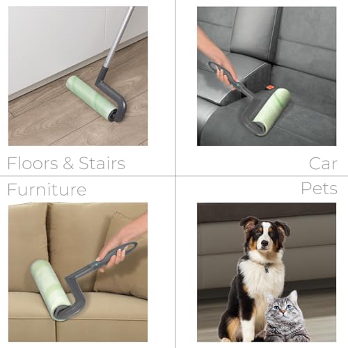 Smart Design Mega Floor Lint Roller Refill - Set of 2 (100 Sheets Total) - Easy-Peel Angled 10 inch Large Adhesive Sticky Sheets - Cleaning, Carpet, Car, Clothes, Dog Cat Fur, and Pet Hair Remover - Image 4