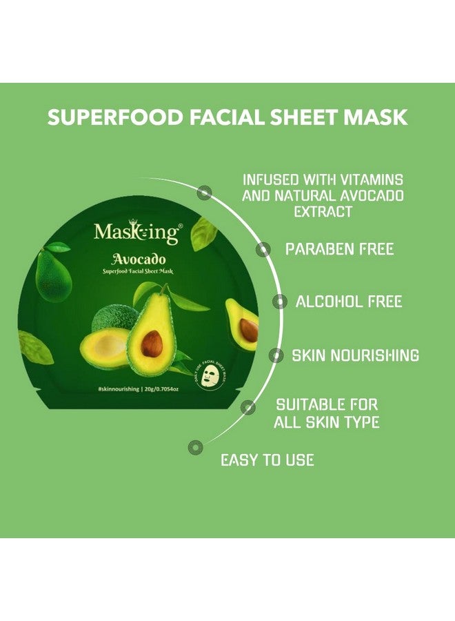 MasKing Superfood Avocado Sheet Mask for Skin Brightening, Hydrating for Women and Men, Pack of 4 - Image 3