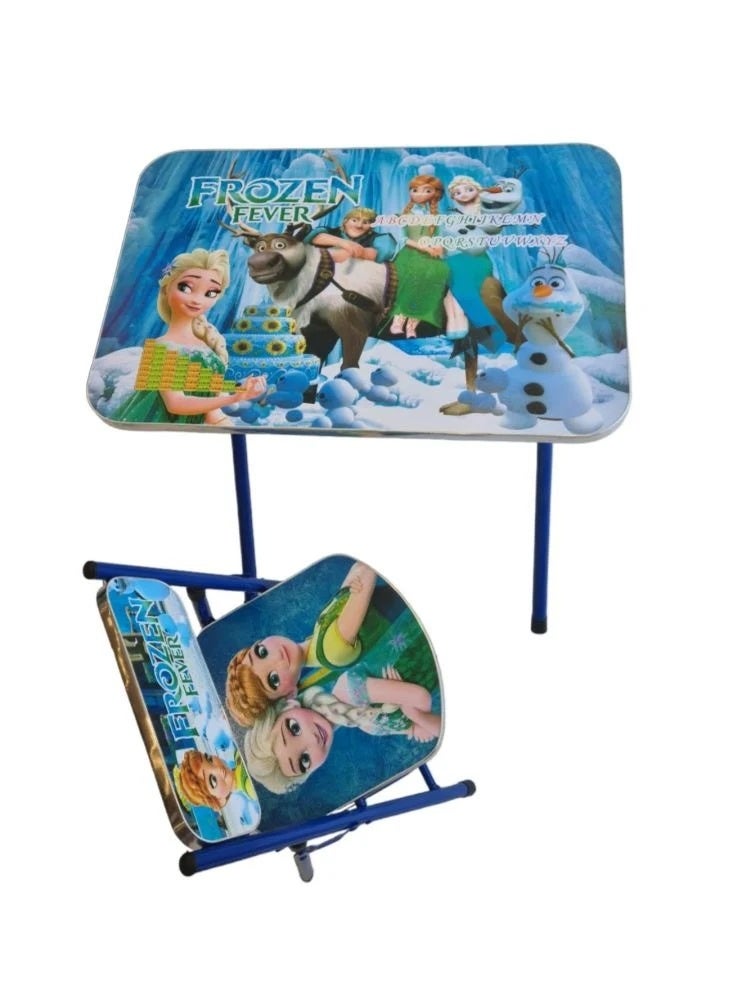Funz Foldable Study Table and Chair Set for Kids Wood & Metal Frame Learning Desk for Boys & Girls Printed Study Desk For Kids 3-10 Years - Image 1