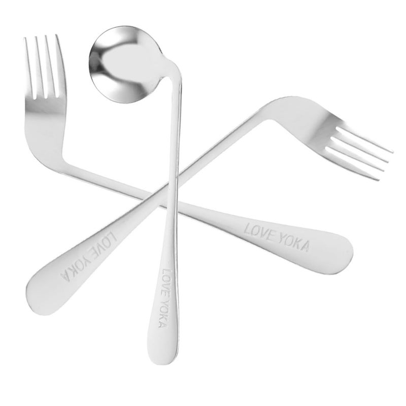 Angled Stainless Steel Curved Spoon Fork for Elderly Wrist Stress Relief - Image 2