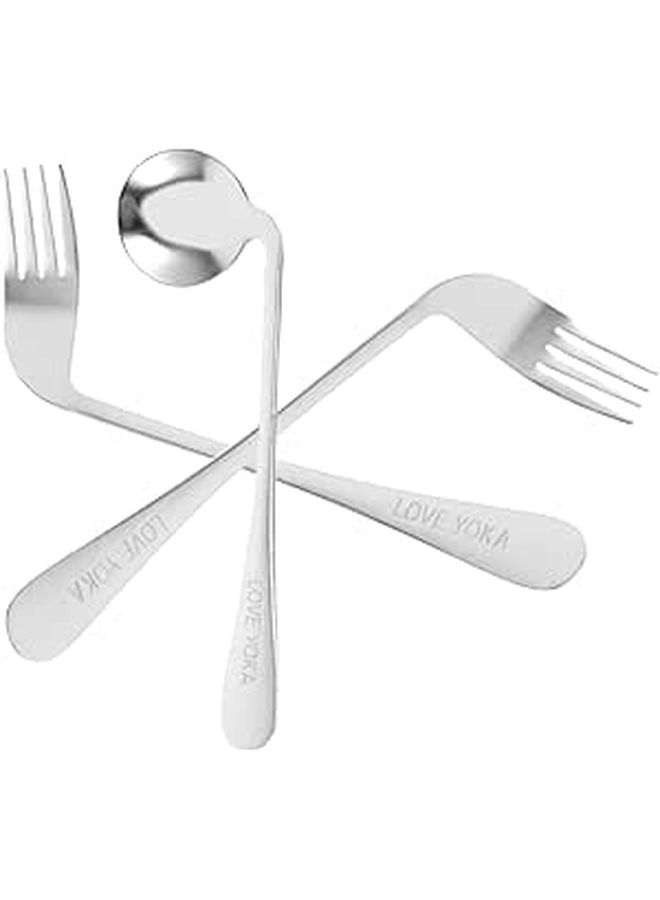 Angled Stainless Steel Curved Spoon Fork for Elderly Wrist Stress Relief - Image 1