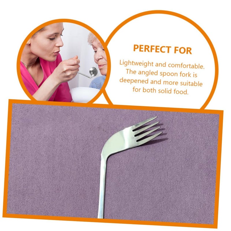 Angled Stainless Steel Curved Spoon Fork for Elderly Wrist Stress Relief - Image 4