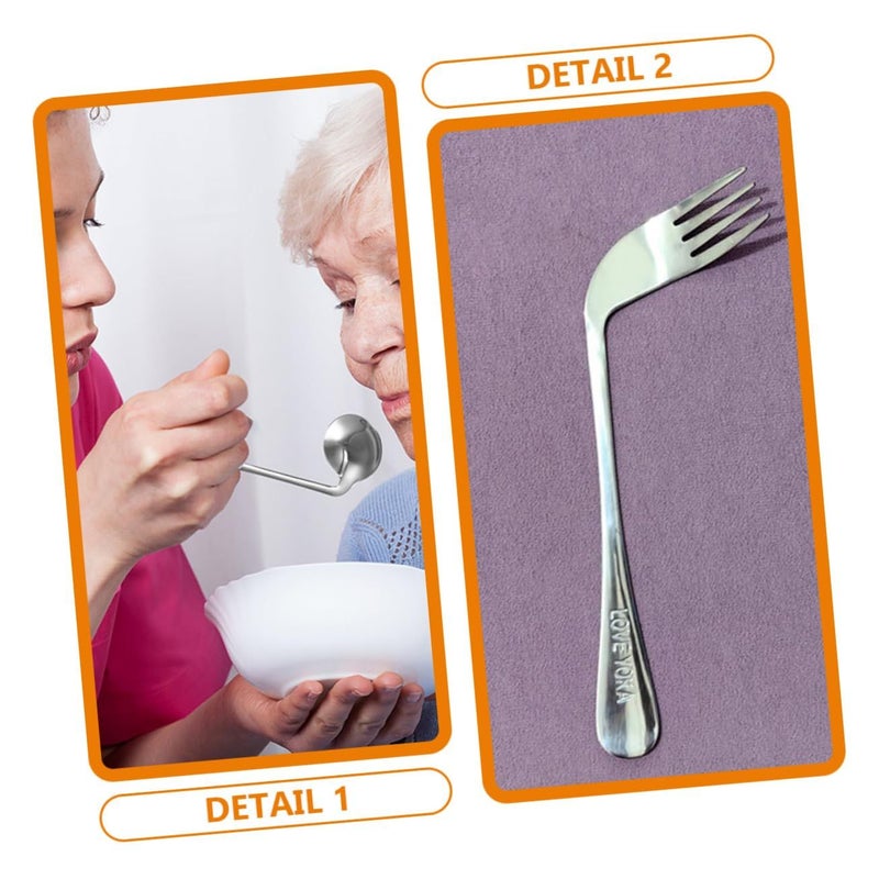 Angled Stainless Steel Curved Spoon Fork for Elderly Wrist Stress Relief - Image 5