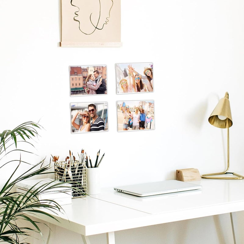 Qunclay إطارات صور أكريليك شفافة 12 قطعة للحوائط عرض بلاستيكي مع شريط شفاف للتعليق للصور للديكور المنزلي والمكتبي تركيب أفقي 4 x 6 بوصات - Image 3