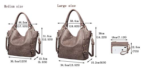 ITSCOSY Women Tote Bag Handbags PU Leather Fashion Hobo Shoulder Bags with Adjustable Shoulder Strap, M,Khaki - Image 4