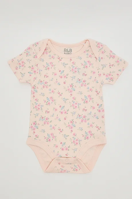 أر أند بي 3 Pack Printed Bodysuits with Short Sleeves