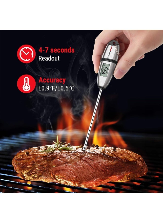ThermoPro TP02S Digital Food Thermometer for Cooking Bread Baking Sourdough Liquids, Meat Thermometer Digital with Super Long Probe for Grill Kitchen BBQ Oil Milk Yogurt Candy Making Accessory Digital - Image 2