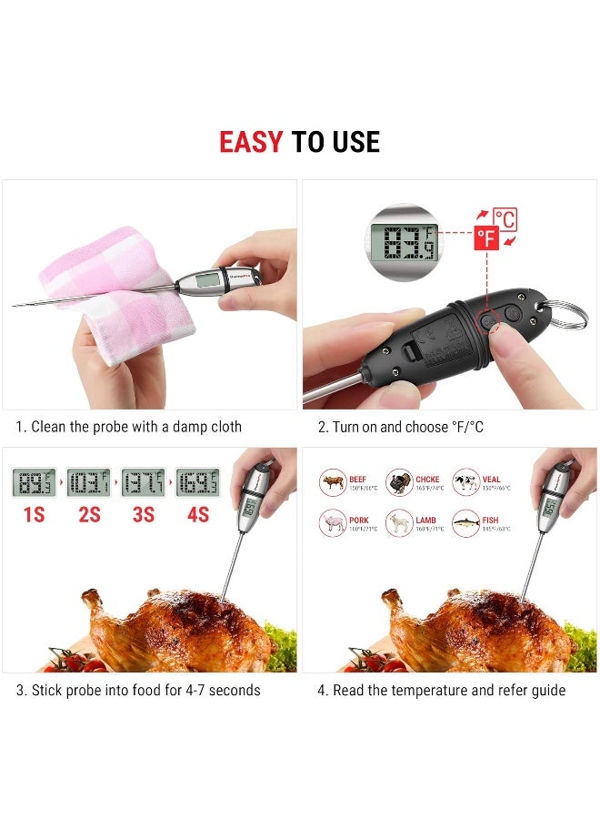 ThermoPro TP02S Digital Food Thermometer for Cooking Bread Baking Sourdough Liquids, Meat Thermometer Digital with Super Long Probe for Grill Kitchen BBQ Oil Milk Yogurt Candy Making Accessory Digital - Image 5