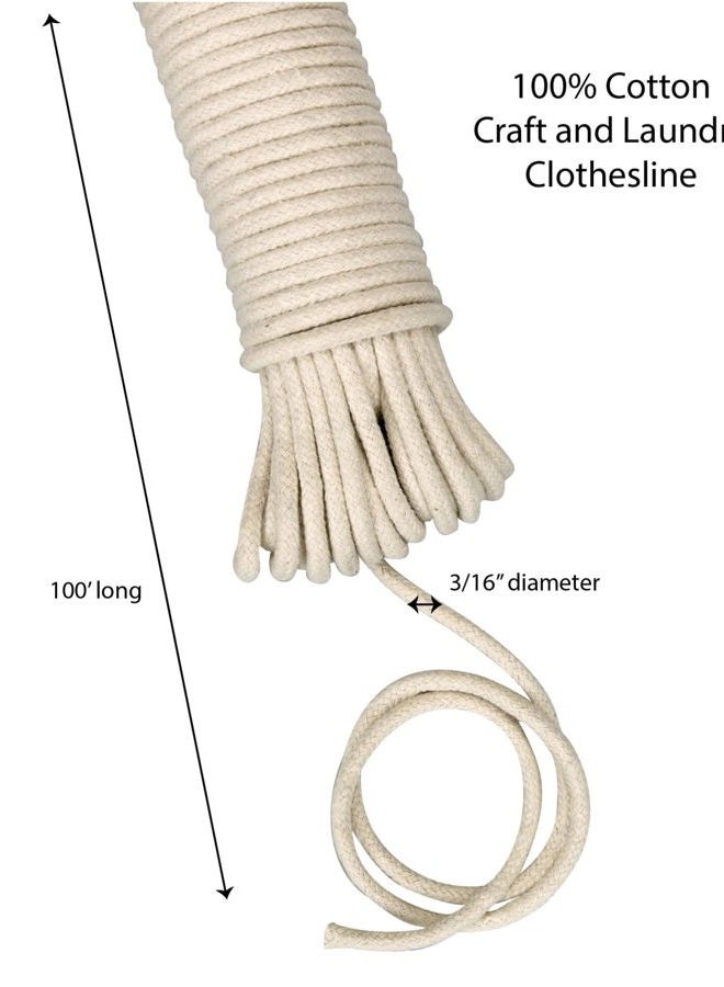 Household Essentials 04800 All-Purpose Cotton Clothesline Rope | 100 Ft Length | 3/16-Inch Dia - Image 2