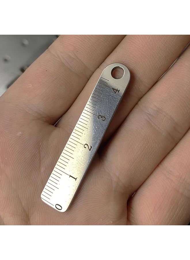 1 Ruler Counter With Keychain Portable Stainless Steel Mini Measuring Tool For Office School Art Projects - Image 3