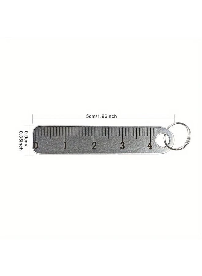 1 Ruler Counter With Keychain Portable Stainless Steel Mini Measuring Tool For Office School Art Projects - Image 2