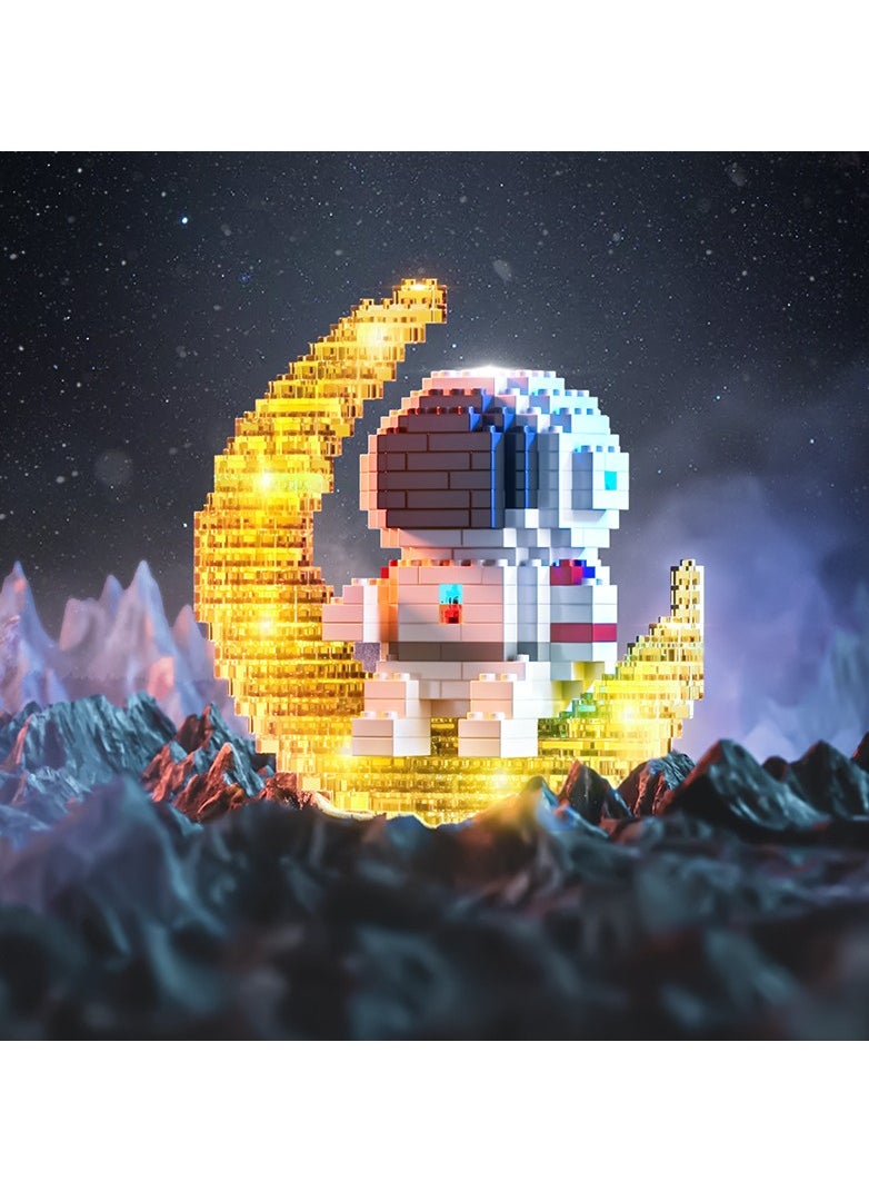 Excefore - Astronaut Mini Building Blocks, Micro Blocks Cool Small Toys with Led Lighting Kit, Astronaut Micro Block Model Set Gift for Kids or Adults, Space Toy Puzzle Assembling Toys (368 PCS) - Image 1