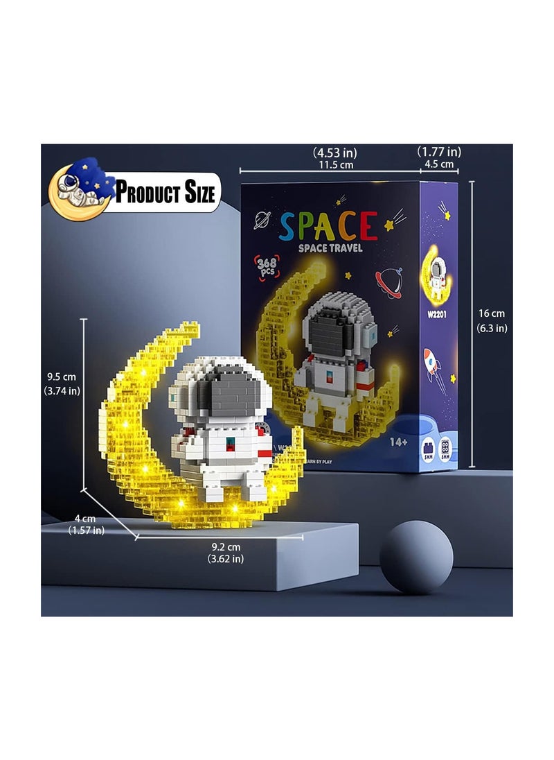 Excefore - Astronaut Mini Building Blocks, Micro Blocks Cool Small Toys with Led Lighting Kit, Astronaut Micro Block Model Set Gift for Kids or Adults, Space Toy Puzzle Assembling Toys (368 PCS) - Image 1