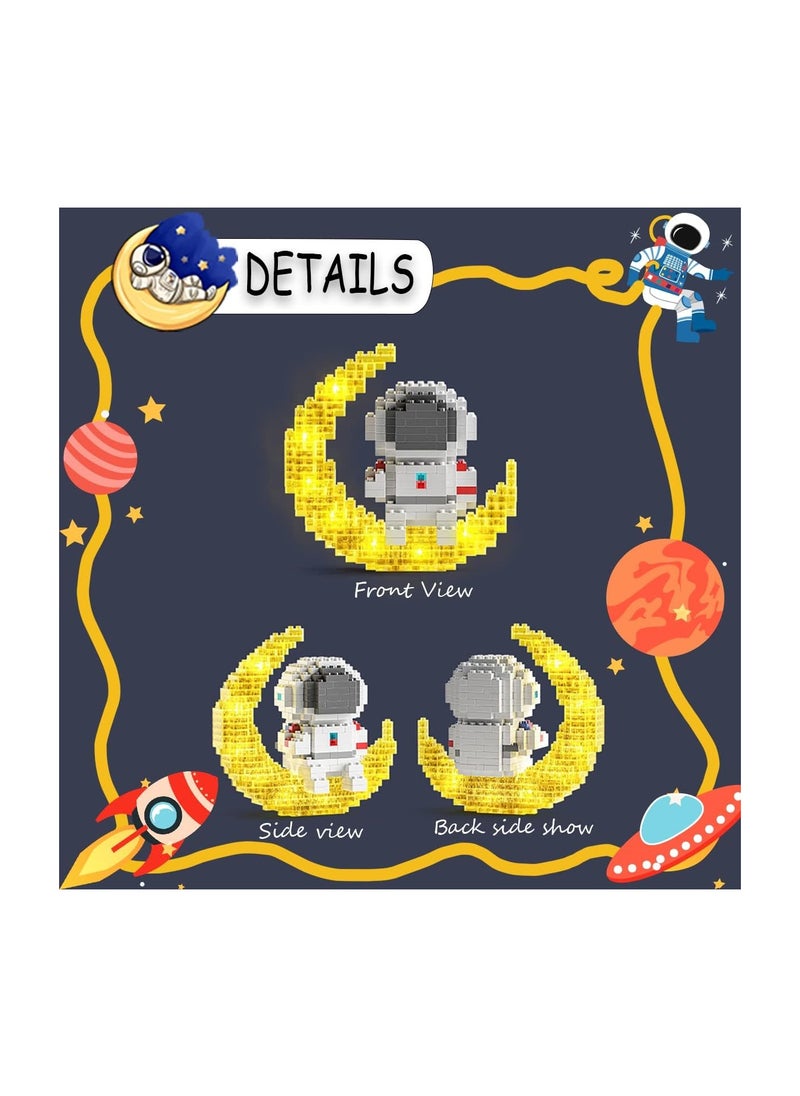 Excefore - Astronaut Mini Building Blocks, Micro Blocks Cool Small Toys with Led Lighting Kit, Astronaut Micro Block Model Set Gift for Kids or Adults, Space Toy Puzzle Assembling Toys (368 PCS) - Image 1