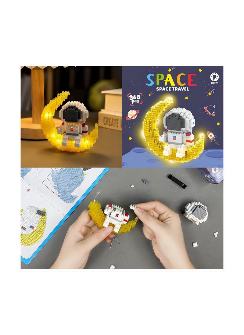 Excefore - Astronaut Mini Building Blocks, Micro Blocks Cool Small Toys with Led Lighting Kit, Astronaut Micro Block Model Set Gift for Kids or Adults, Space Toy Puzzle Assembling Toys (368 PCS) - Image 1