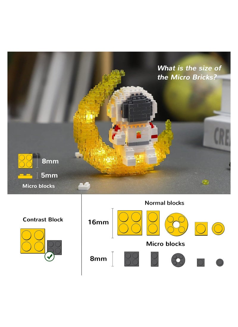 Excefore - Astronaut Mini Building Blocks, Micro Blocks Cool Small Toys with Led Lighting Kit, Astronaut Micro Block Model Set Gift for Kids or Adults, Space Toy Puzzle Assembling Toys (368 PCS) - Image 1