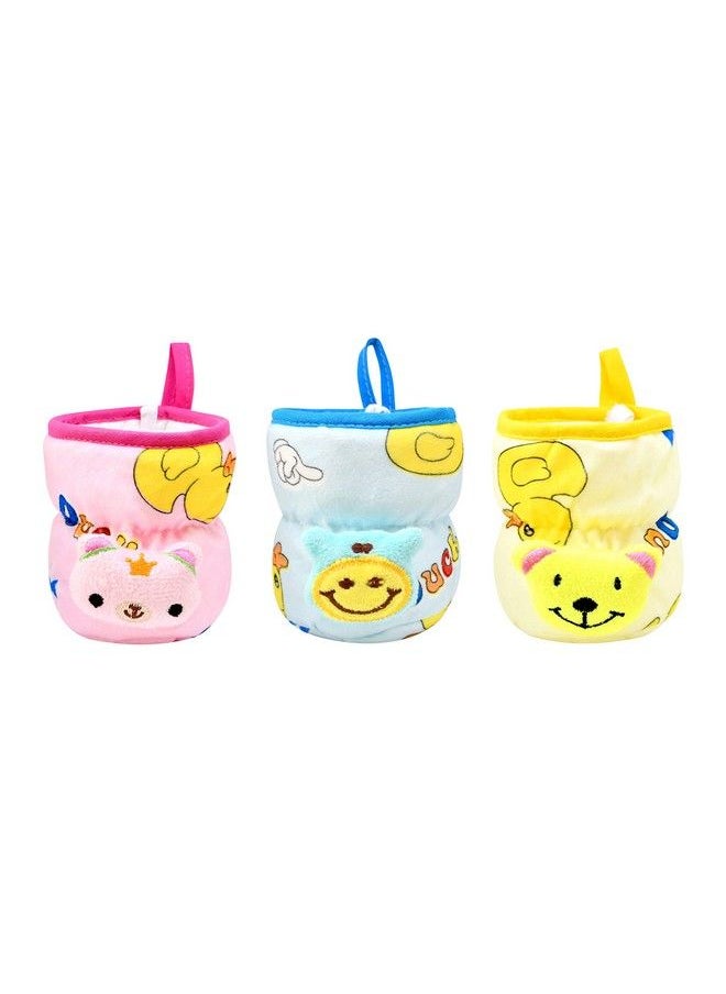 The Little Lookers Soft Plush Stretchable Baby Feeding Bottle Cover With Easy To Hold Strap ; Cute Animated Overall Print Pack Of 3 (Multicolor Wide Neck 125Ml 4Oz)  - Image 2