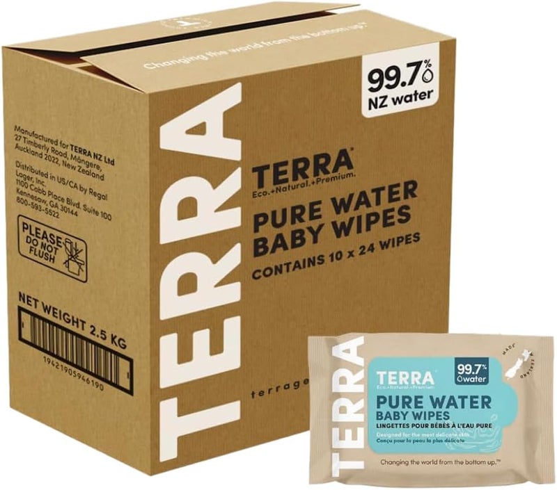 Terra مناديل الأطفال تيرا بيور ووتر - 100% قابلة للتحلل البيولوجي