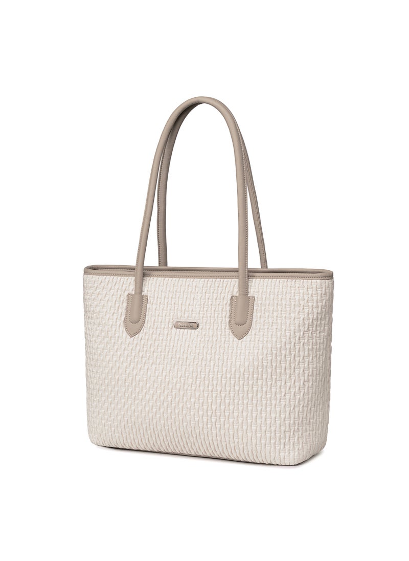 Chantria Premium Lightweight Tote Bag for Women Water Resistant Multifunctional Hand Bag with Separate Laptop and Tablet Compartment, CB00800-OFF WHITE  - Image 1