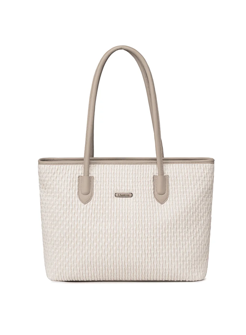 شانتريا Premium Lightweight Tote Bag for Women Water Resistant Multifunctional Hand Bag with Separate Laptop and Tablet Compartment, CB00800-OFF WHITE