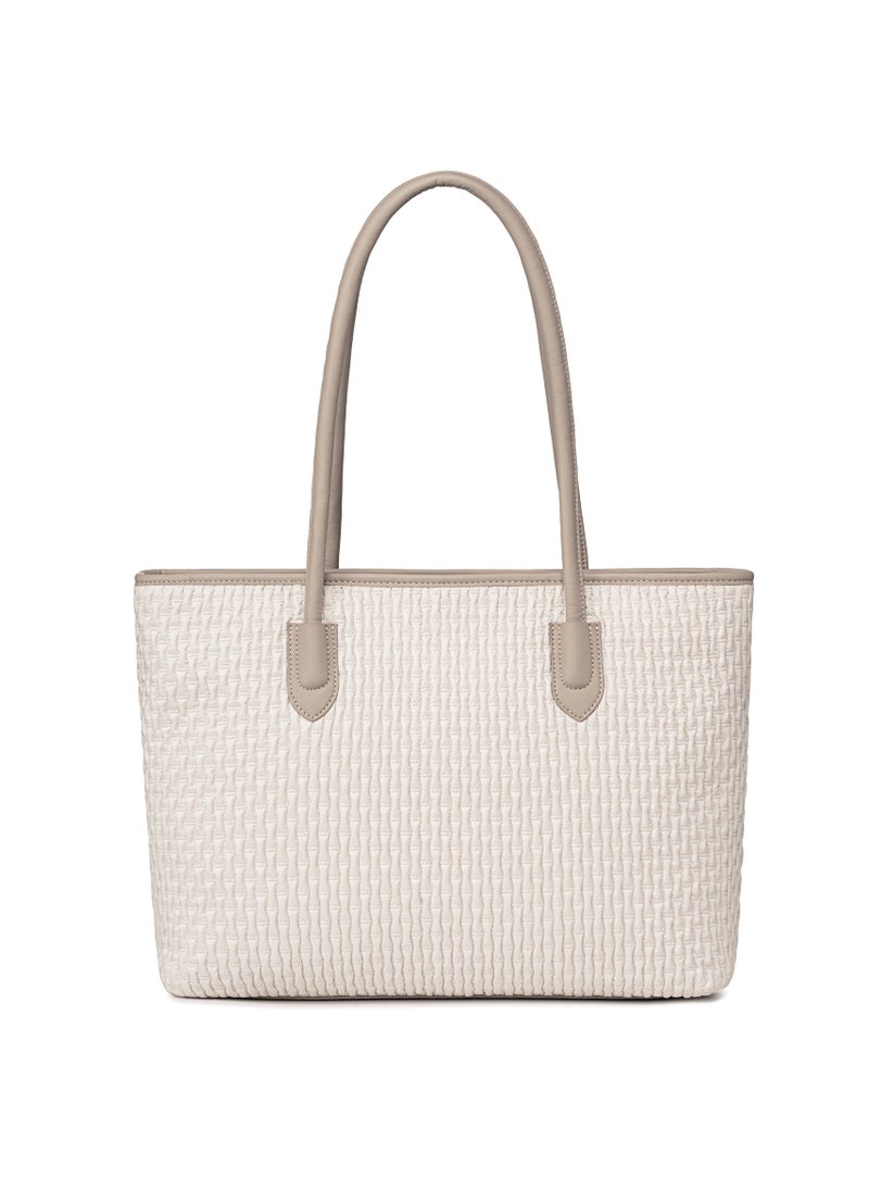 Chantria Premium Lightweight Tote Bag for Women Water Resistant Multifunctional Hand Bag with Separate Laptop and Tablet Compartment, CB00800-OFF WHITE  - Image 3