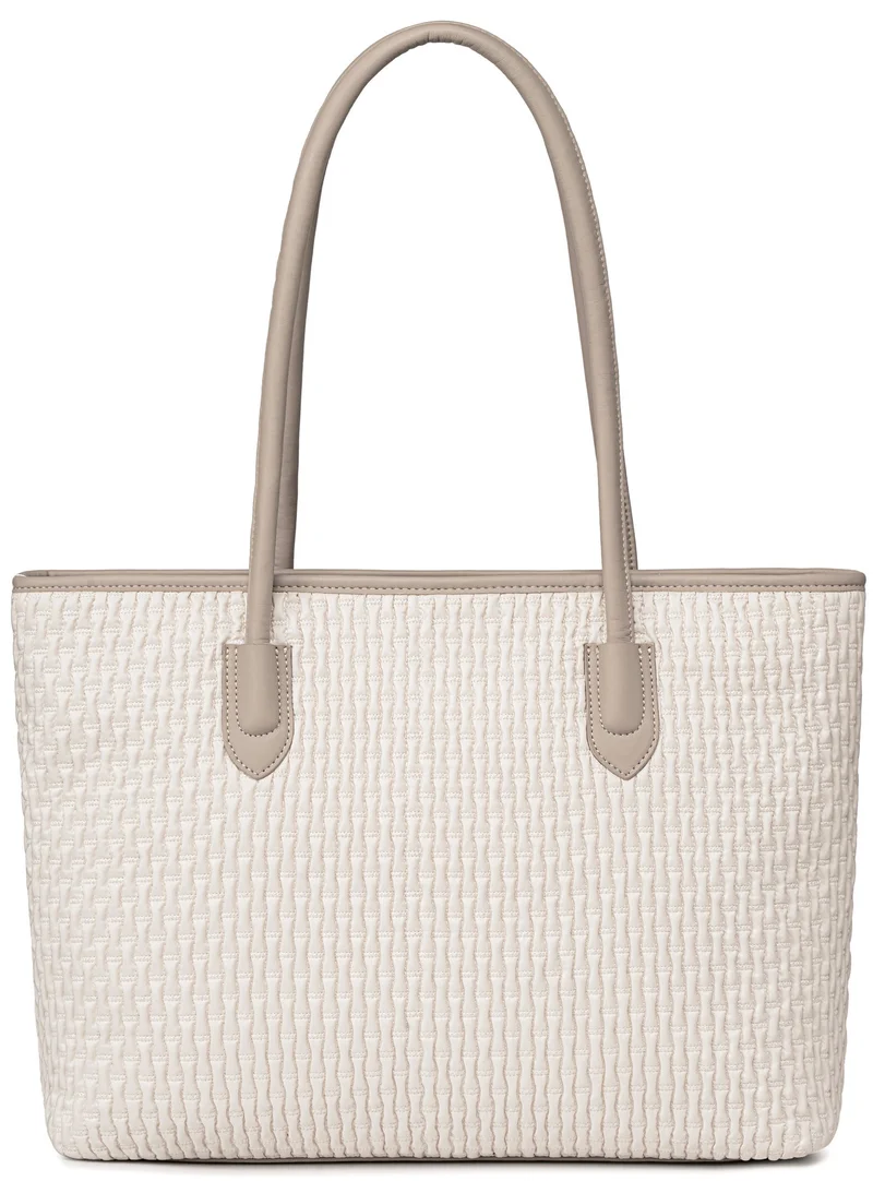 Chantria OFF WHITE Premium Lightweight Tote Bag for Women Water Resistant Multifunctional Hand Bag with Separate Laptop and Tablet Compartment, CB00800, OFF WHITE for Women | Best Price UAE