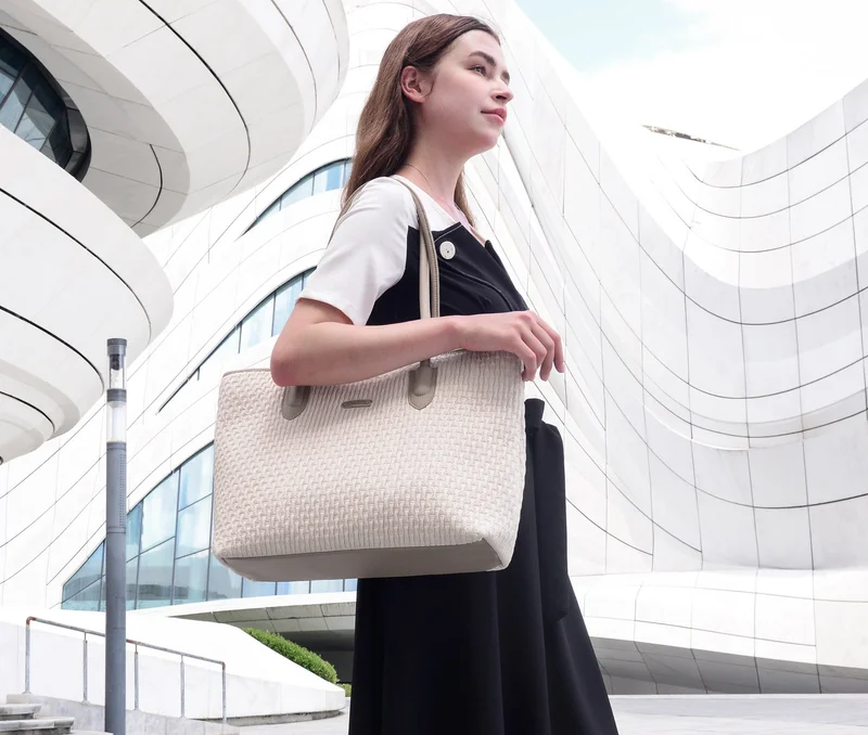 شانتريا Premium Lightweight Tote Bag for Women Water Resistant Multifunctional Hand Bag with Separate Laptop and Tablet Compartment, CB00800-OFF WHITE