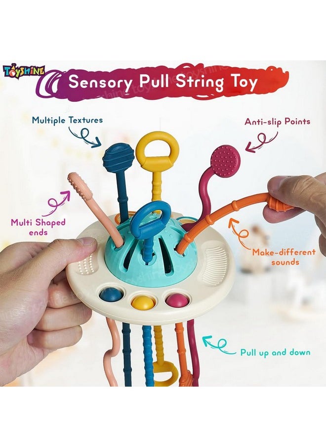 Toyshine Toyshine Baby Ellie Sensory Montessori Food Grade Silicone Pull String Activity Toy for Teething Play Adventure Travel-Friendly Perfect for 6+ Months - UFO  - Image 3