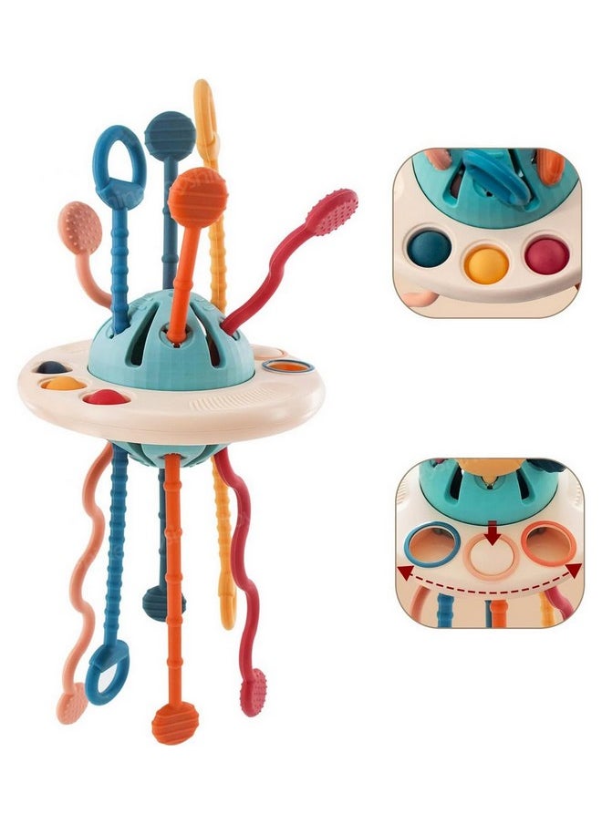 Toyshine Toyshine Baby Ellie Sensory Montessori Food Grade Silicone Pull String Activity Toy for Teething Play Adventure Travel-Friendly Perfect for 6+ Months - UFO  - Image 1