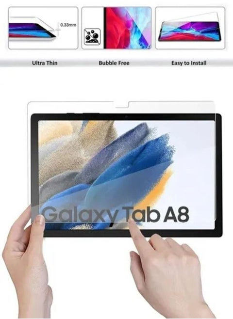 واقي شاشة من الزجاج المقوى لهاتف سامسونج جالاكسي تاب A8 2021 مقاس 10.5 بوصة شفاف