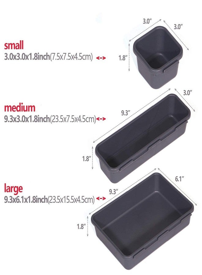 NPB Store Plastic Set of 8 (Dark Grey) Interlocking Drawer Organizer for Cutlery & Desk Storage Set, Divider or Separator Trays for Household, Kitchen & Office - Image 3