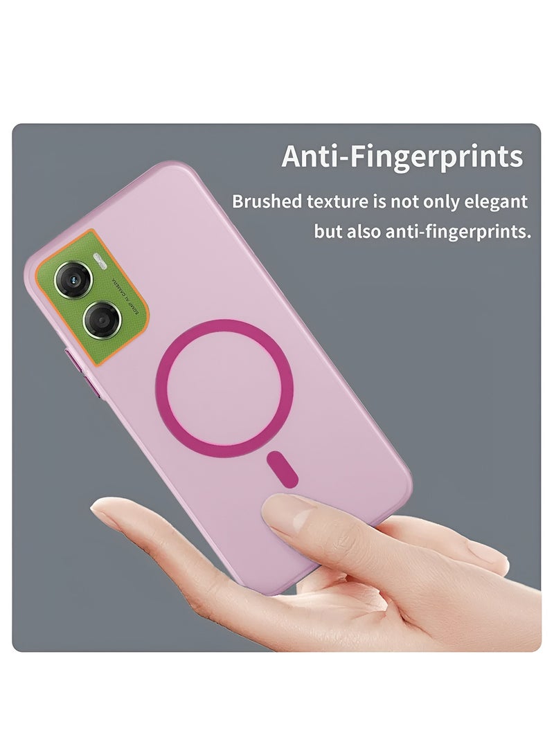 دبليو تيك غطاء هاتف موتورولا موتو G06 4G 2025 شفاف هجين مع ماجسيف وشحن مغناطيسي ورفع حافة الكاميرا بمظهر أنيق (MCMPMN) - وردي فاتح - Image 4