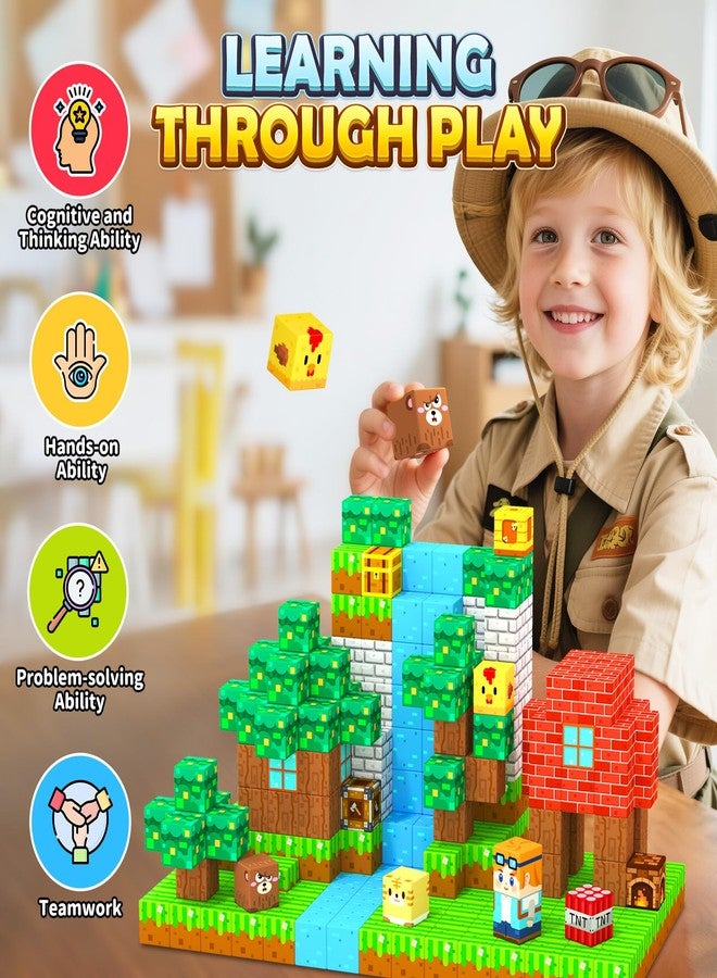 Coodoo 150 PCS Magnetic Blocks Toddler Toys, Magnetic Tiles Building Toys Blocks Forest Set for Kids Aged 3+, STEM Sensory Outdoor Toys Birthday Gifts Classroom Must Haves for Toddler Boys Girls 3 4 5 6 7 8 - Image 5