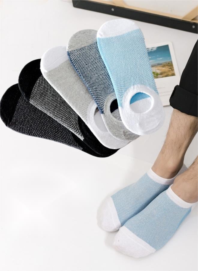 5 أزواج من الجوارب الرجالية غير المرئية، جوارب شبكية قابلة للتنفس، جوارب قارب رجالية لجميع المواسم، جوارب قطنية مضادة للبكتيريا ومزيلة للروائح الكريهة - Image 3