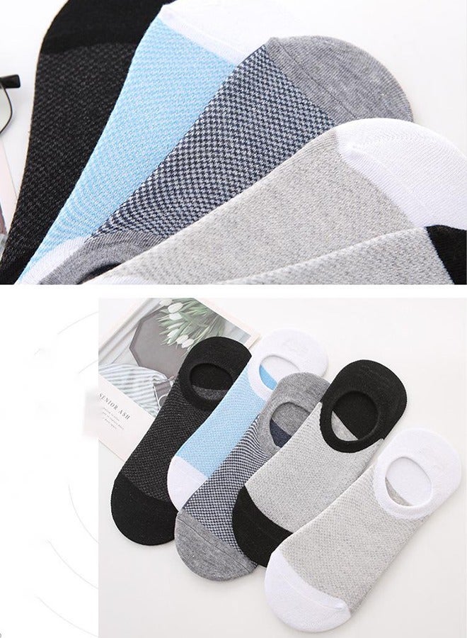 5 أزواج من الجوارب الرجالية غير المرئية، جوارب شبكية قابلة للتنفس، جوارب قارب رجالية لجميع المواسم، جوارب قطنية مضادة للبكتيريا ومزيلة للروائح الكريهة - Image 2